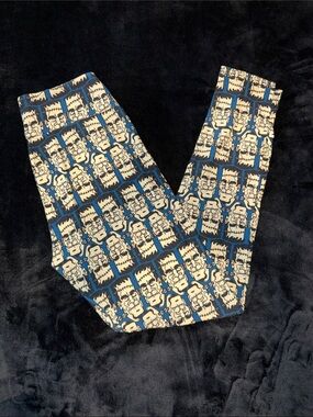 LuLaRoe Blue and Cream Monster Grid Leggings